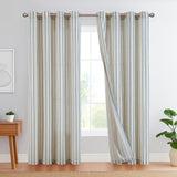 1 x RAW Customer Returns TOPICK Linen Striped Curtains Blue Stripe Curtains with Eyelets Ticking Stripes Pattern Linen Look Curtains Light Filtering for Living Room Pinstripe Curtain Opaque Pack of 2 130 x 225 cm - RRP €61.1