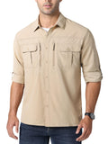 1 x RAW Customer Returns MAGCOMSEN Men s Tactical Shirt US Army Long Sleeve Shirt UV Protection UPF 50 Functional Shirt Men s Outdoor Hiking Shirt for Work Camping Breathable Stretch Tropical Shirt Khaki XL - RRP €41.98