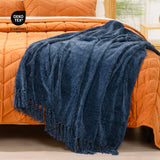 1 x RAW Customer Returns RECYCO living and cuddle blanket chenille 152x203, XL blanket sofa blanket couch blanket fluffy soft for sofa couch chair, navy blue - RRP €41.57