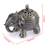 1 x RAW Customer Returns SUMNACON Zinc Alloy Incense Burner with Lid Incense Stick Holder Incense Bowl Incense Bowl Incense Container Home Decoration for Bedroom Yoga Living Room Gift Elephant Shape Ore Color  - RRP €19.99