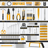 1 x RAW Customer Returns Sundpey 300PCS Complete Tool Box - Mechanics Work Tool Set Portable Tool Case with Screwdrivers Ratchet Pliers Daily Repairs Home Office Yellow - RRP €59.99