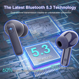 1 x RAW Customer Returns Bluetooth headphones, in-ear headphones, wireless Bluetooth 5.3 wireless headphones with 4 microphones, ENC noise reduction wireless earbuds 40 hours stereo, LED display, USB-C, IP7 waterproof earphones, blue - RRP €59.99