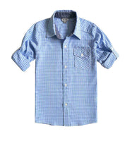 1 x RAW Customer Returns BIENZOE Boys Cotton Plaid Button Down Shirt Light Blue Size 5 6 - RRP €21.96