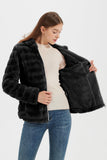 1 x RAW Customer Returns Geschallino Women s Faux Fur Coat Hooded Outerwear Fleece Jacket with Sherpa Lining 1801 Black S - RRP €55.99