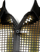 1 x RAW Customer Returns JOGAL Men s Sequin Shirt 70s Short Sleeve Disco Party Costume Medium Black Gold - RRP €31.99