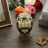 1 x RAW Customer Returns SUMNACON Vintage Zinc Alloy Incense Burner with Lid Incense Stick Holder Incense Bowl Incense Container Home Decoration for Bedroom Yoga Ball Shape Blue  - RRP €17.14