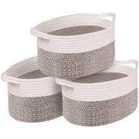 1 x RAW Customer Returns OUTBROS Storage basket set of 3, cotton rope woven basket, woven basket, decorative woven storage basket, stackable multi-purpose organizational container, beige brown - RRP €32.66