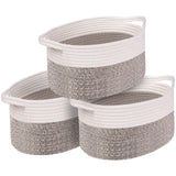 1 x RAW Customer Returns OUTBROS storage basket set of 3, basket cotton rope braided, wicker basket, decorative storage basket braided, stackable multi-purpose organizational container, 33 x 23 x 18 cm, beige brown - RRP €33.26