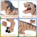 1 x Brand New deAO Remote Control Dinosaur for Kids, Which Walks, Roars, Breathes Steam and Can Shake its Head Brown  - RRP €29.75