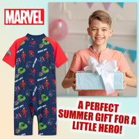 1 x RAW Customer Returns Marvel Boys Swimsuit Spiderman Avengers Boys Swimming Swimsuit Short-Sleeve Boy s Swimsuit One Piece for Beach Pool Boy s Clothing 3-10 Years Red Navy Blue Avengers, 7-8 years  - RRP €19.67