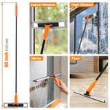 1 x RAW Customer Returns JEHONN window cleaner with telescopic handle 152CM, 2 in 1 professional window wiper set with 2 microfiber pads, telescopic rod window cleaning for high windows in the interior and exterior mirrors car - RRP €21.99