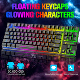 1 x RAW Customer Returns Wireless Gaming Keyboard and Mouse, 87 Keys Rainbow LED Backlight Rechargeable 3800mAh Battery Mechanical Feel Anti-Ghosting Ergonomic Waterproof RGB Mouse Black  - RRP €42.99