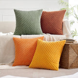 1 x RAW Customer Returns MIULEE Set of 4 Corduroy Cushion Covers Pillowcase Decorative Cushion Cover Modern Sofa Cushions Throw Pillows Couch Cushions for Sofa Decorative Cushions Living Room Bedroom 45 x 45 cm Orange Green Series - RRP €25.99