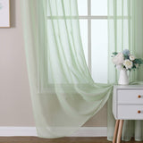 1 x RAW Customer Returns MIULEE Sheer Voile Curtain Rod Pull-through Transparent Voile Curtains Window Curtain Transparent Living Room Scarves Bedroom Baby Room Set of 2 140 x 145 cm W x H , Rod Pocket Green - RRP €19.15