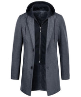 1 x RAW Customer Returns KTWOLEN Men s Winter Long Warm Wool Coat Business Winter Coat Winter Jacket Leisure with Removable Hood, Grey, XXL - RRP €63.38