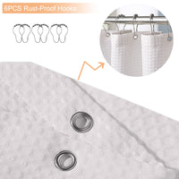 1 x RAW Customer Returns ZARCKER Waterproof Shower Curtain, 182x92CM, Waffle Bath Curtain with Impermeable Coating, Anti-Mold Fabric Textile Shower Curtain with 12 Shower Curtain Rings Washable - White - RRP €25.93