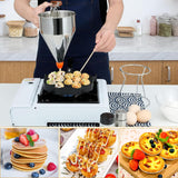 1 x RAW Customer Returns Hengrongshen Pancake Portioner, 1.2L Muffin Portioner Stainless Steel Dough Scoop, Stainless Steel Funnel with Stand and 4 Funnel Mouths, Dough Kitchen Funnel for Cakes, Pancakes, Octopus Balls - RRP €25.2