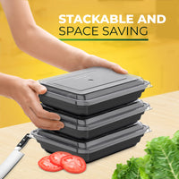 3 x Brand New BPA Free Food Containers with Sauce Dressing Containers, 1 Compartment, 1 Compartment, Stackable, Microwave and Dishwasher Safe 1 Compartment , 14 Pack - RRP €60.48