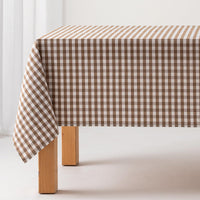 1 x RAW Customer Returns GAMUSI Stain-Resistant Tablecloth Touch Rectangular Vichy Check Fabric, Waterproof Cotton, 140x240 cm Taupe Color - RRP €21.99