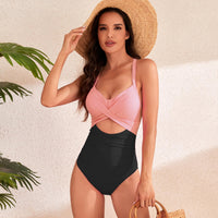 1 x RAW Customer Returns Women s one-piece swimsuit with adjustable straps, shaping, crossed front center cut-out for belly coverage Sexy monokini - RRP €34.27