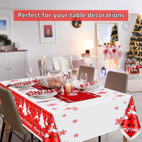 1 x RAW Customer Returns PLULON Christmas Tablecloth Plastic Snowflake Tablecloth Rectangle Christmas Elk Table Cover 137 x 274 cm for Christmas Holiday Winter Party Table Dinner Decorations - RRP €7.49