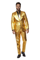 1 x RAW Customer Returns OppoSuits Men s Gold Party Suit - New Year s Eve and Christmas Party Costume - Golden Metallic - Includes Matching Jacket, Trousers and Tie - RRP €80.62