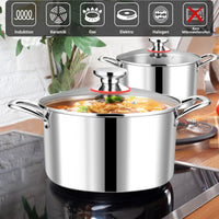 1 x RAW Customer Returns Joyfair cooking pot, 24cm premium 3-layer stainless steel pasta pot with glass lid, 5.6L cooking pot induction soup pot for cooking frying soups, spaghetti pot suitable for all types of stoves - dishwasher safe - RRP €31.25