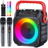 1 x RAW Customer Returns Wowstar Portable Karaoke Machine with 2 Wireless Microphones, Bluetooth Speaker Box for Adults Children with Light Effects, Supports TF USB, FM, Rec, AUX in, TWS for Party, Birthday Red  - RRP €82.06