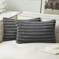 1 x RAW Customer Returns MIULEE Plush Velvet Cushion Cover Pillowcases Faux Fur Soft Modern Sofa Cushions Decorative Pillows Smooth Zipper Washable Decorative Pillow Cushion Cover for Living Room Bedroom Sofa Set of 2 30 x 50 cm Gray - RRP €16.99