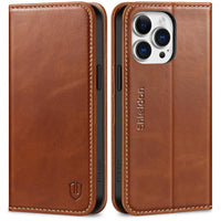 1 x RAW Customer Returns SHIELDON Case for iPhone 15 Pro Max, Mobile Phone Case Genuine Leather Card Slot Magnet Stand RFID Blocker Shockproof Protective TPU Leather Case Compatible with iPhone 15 Pro Max 6.7 - Brown - RRP €30.99