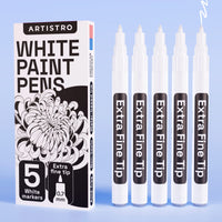 1 x RAW Customer Returns White acrylic pens for stones, rock painting, ceramics, glass, wood, tires, fabric, metal, canvas, DYI, set of 5 acrylic paint permanent marker white water-based with extra-fine tip - RRP €11.81