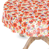 1 x RAW Customer Returns Washable oilcloth tablecloth, garden tablecloth, rectangular, round, oval, round, 120 cm, cut edge, poppies - RRP €19.27