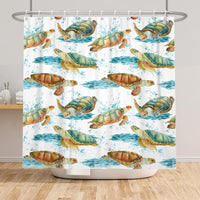 1 x Brand New SDOTPMT 140x183cm Sea Turtle Shower Curtain Starfish Seaweed Ocean Nautical Bath Curtain Underwater World Marine Animal Bathtub Curtain for Kids Bathroom Polyester Waterproof with Hooks - RRP €15.99