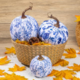 1 x RAW Customer Returns Set of 3 artificial pumpkin decorations, autumn artificial pumpkins for Halloween, living room table decoration, blue and white decorative pumpkin, artificial plant like real autumn decoration - RRP €24.99