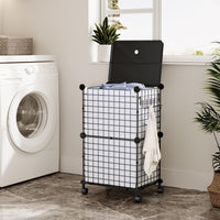 1 x Brand New Snughome Slim Laundry Hamper, Rolling Laundry Basket on Wheels, Dirty Clothes Basket with Removable Inner Bag and Side Pocket, Narrow Corner Clothes Bin, 50L - RRP €18.14