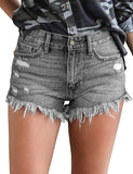 1 x RAW Customer Returns CZIMOO Women s Jeans Shorts Casual Denim Hotpants with Pockets Ripped Hem Jeans Shorts Light Blue L - RRP €29.48