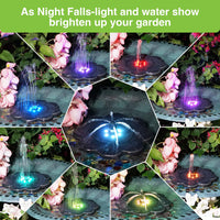 1 x RAW Customer Returns SZMP Solar Fountain LED, 2024 New 3.5W Glass Solar Pond Pump with 2000mAh Battery, 7 Effects 4 Fixed Pipes Solar Water Pump, Solar Floating Fountain Pump for Garden, Pond, Bird Bath - RRP €32.99