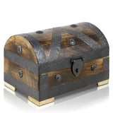 1 x RAW Customer Returns Ideal box for Christmas gifts, treasure chest with lock, 24 x 16 x 16 cm, suitcase chest, wooden chest, treasure chest, vintage look, pirate wood, solid brown, farmer s cash register, wooden pirate chest, money chest - RRP €32.26