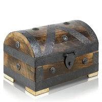 1 x RAW Customer Returns Brynnberg - Wooden Treasure Chest Box with Vintage Style Pirate Lock, Handmade, Retro Design 24x16x16cm - RRP €32.26