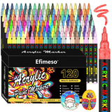 1 x RAW Customer Returns Efimeso for Stones Waterproof-120 Colors Multimarker for Wood Rock Painting Ceramic Stone Glass Metal, 0.7mm Extra Fine Tip Waterproof Pens - RRP €50.99