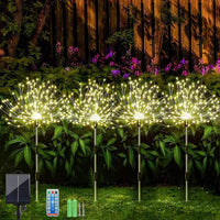 1 x RAW Customer Returns Sunlisky Solar Lamp for Outdoor Garden, Pack of 4 120 LED 1200 mAh Timing and Brightness Adjustment Lights IP65 Solar Light 4 Fireworks Lanterns Warm Color  - RRP €31.99