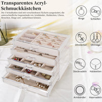 1 x RAW Customer Returns IBVIVIC Acrylic Jewelry Box with 5 Drawers, Clear Jewelry Box, Velvet Jewelry Box for Rings, Earrings, Watch, Bracelets and Necklace, Beige - RRP €33.26