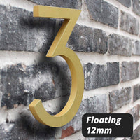 2 x RAW Customer Returns HASWARE 6 Inch 15cm Floating House Number Stylish Door Numbers Alphabet Plaque Street House Address Numbers 5, Gold  - RRP €47.98