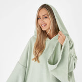 1 x RAW Customer Returns Brentfords Towel Poncho Adult Hooded Large Swimming Surfing Beach Absorbent Microfiber Wrap Towel for Men Boys Quick Dry Bathrobe Sage Green - RRP €23.18