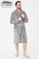 1 x RAW Customer Returns CityComfort Men s Winter Robe, Fleece House Robe M, Polar Blue  - RRP €25.56