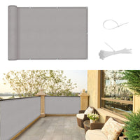 1 x RAW Customer Returns SUNNY GUARD balcony privacy screen 90x500cm balcony cover PES UV protection balcony cladding weatherproof, with cable ties, light grey - RRP €22.18