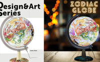 1 x Brand New EXERZ 30CM Art Globe Zodiac Illuminated - English Map - Illuminated globe illustrated map of the zodiac region with light function - Cable included. - RRP €43.46