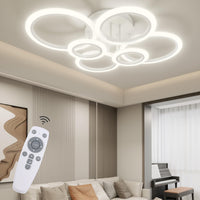 1 x RAW Customer Returns RUYI Modern LED Ceiling Light Dimmable with Remote Control 6-Ring Ceiling Light 72W 6400LM, Ceiling Lamp for Living Room, Bedroom, Kitchen, Hallway, Balcony, Dining Room, White, 2700-7000K - RRP €128.56