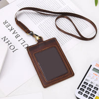 1 x RAW Customer Returns Wonderpool ID Card Holder Leather with Removable Shoulder Strap ID Case Card Slots and Retractable for Office School Hospital Exhibition ID Coffee  - RRP €13.22