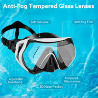 1 x RAW Customer Returns FORMIZON Snorkel set for children, anti-fog diving goggles for children, snorkel mask set with 180 panoramic glass lens and three-channel dry snorkel for swimming, snorkeling white  - RRP €33.72